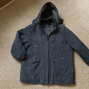 VINTAGE Gallery Black Lined Full Zip Removable Hood Retro Jckt Coat Ski Outdoor